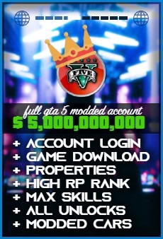 PC: $5 BILLION GTA 5 modded account with RP rank, outfits, properties, and vehicles