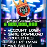 Product: GTA 5 $900000000 modded account