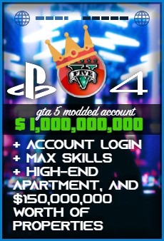 PS4: $1 BILLION GTA 5 modded account with RP rank, all high-end upgraded properties and businesses.
